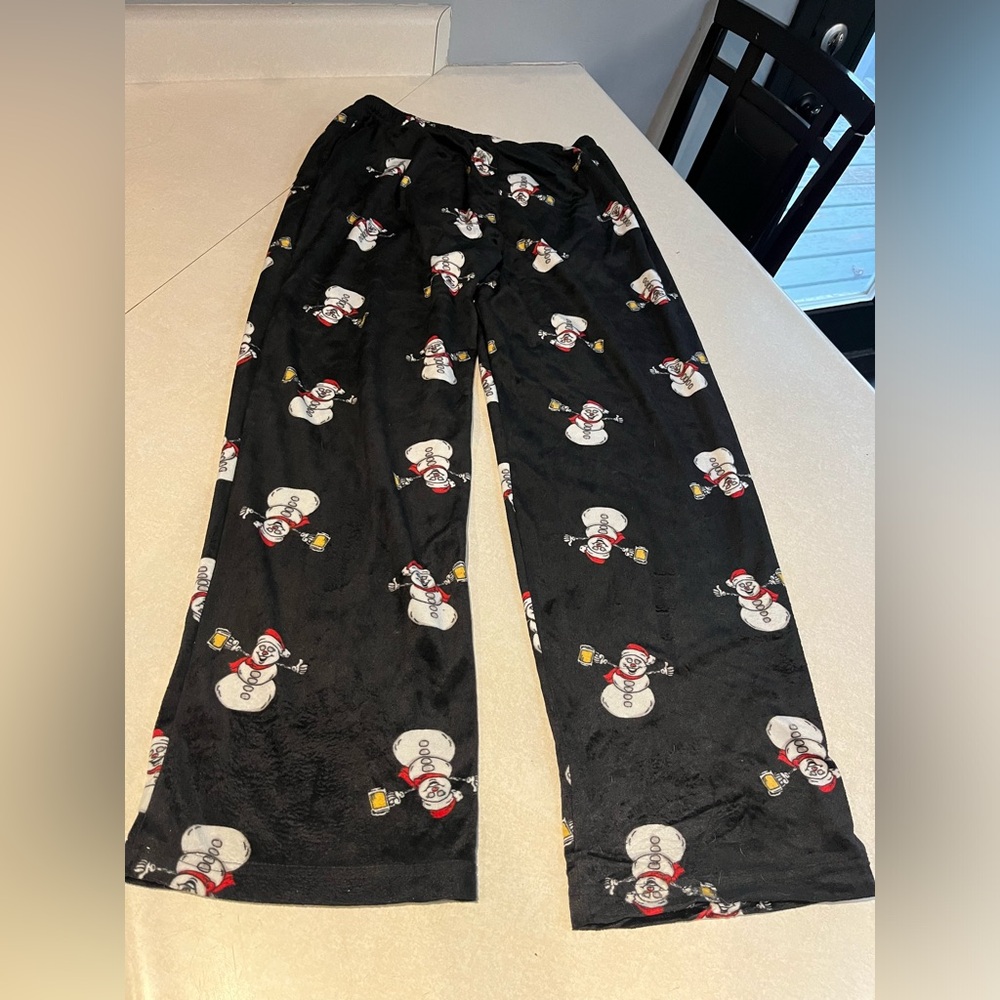 Super soft snowman with a beer pj pants